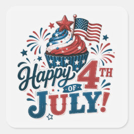 Pegatina Cuadrada Orgullo Americano 4 de Julio 