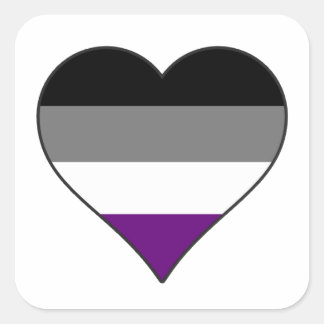 Pegatina Cuadrada Orgullo asexual Corazón Arcoiris ~ As | Demi | Gri