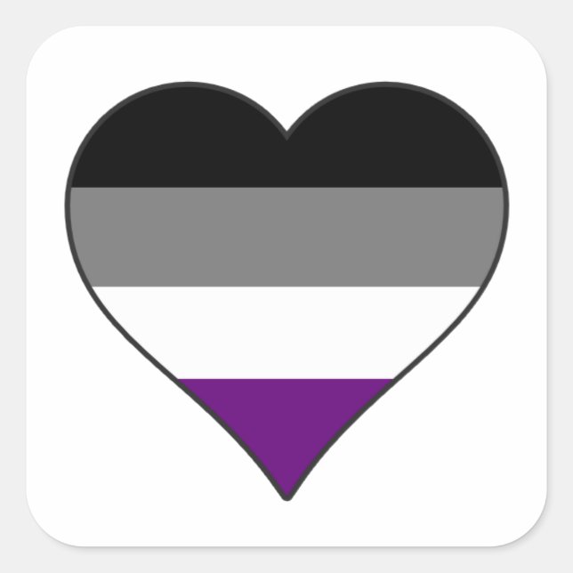 Pegatina Cuadrada Orgullo asexual Corazón Arcoiris ~ As | Demi | Gri (Anverso)