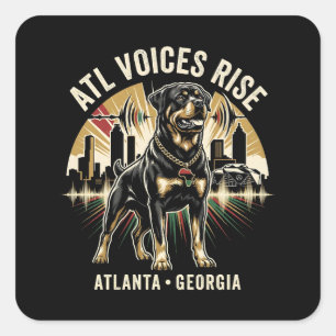Pegatina Cuadrada Orgullo cultural del Rottweiler de Atlanta Georgia