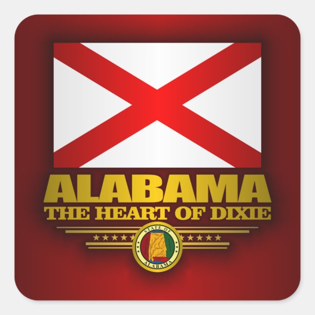 Pegatina Cuadrada Orgullo de Alabama (Anverso)