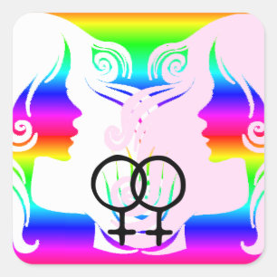 Pegatina Cuadrada Orgullo de amor lésbico Pegatinas del corazón de m