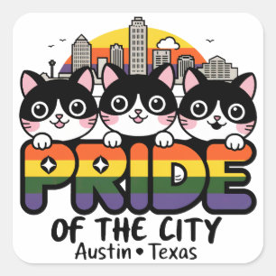 Pegatina Cuadrada Orgullo de Austin City Texas Estados Unidos Bander