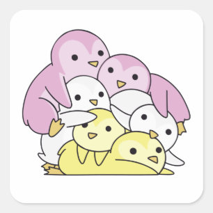 Pegatina Cuadrada Orgullo de Bandera Gemela Lgbtq Cute Pingüino