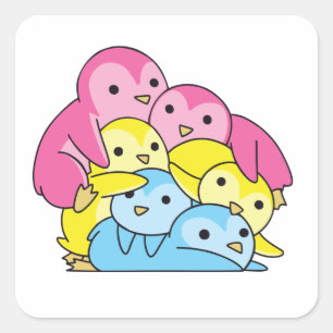 Pegatina Cuadrada Orgullo de Bandera Pansexual Lgbtq Cute Pingüino