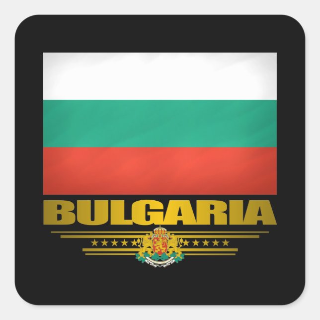 Pegatina Cuadrada Orgullo de Bulgaria (Anverso)
