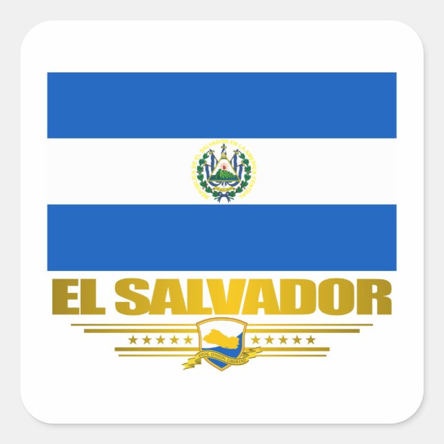 Pegatina Cuadrada "Orgullo de El Salvador" (Anverso)