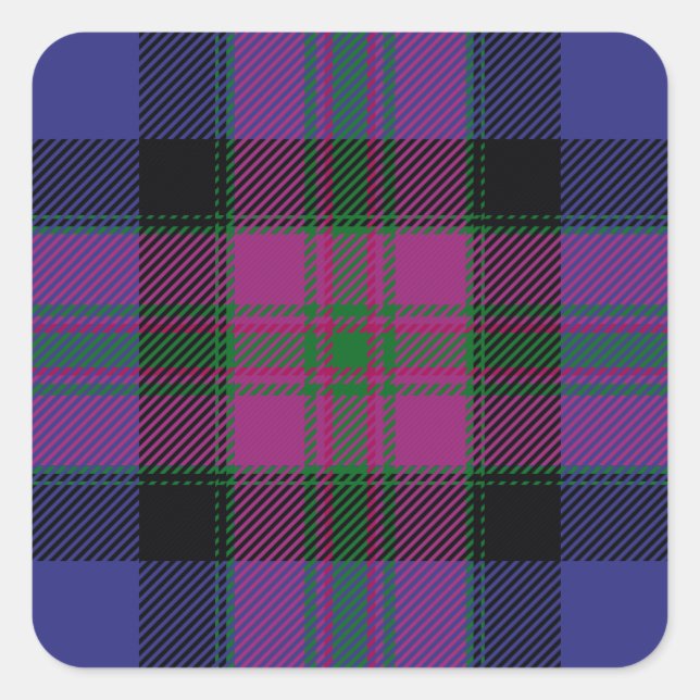Pegatina Cuadrada Orgullo De Escocia Moda Tartán (Anverso)