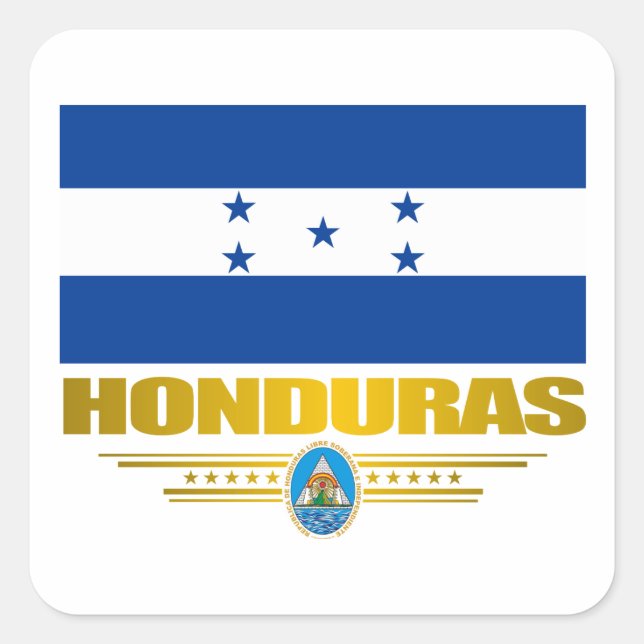 Pegatina Cuadrada "Orgullo de Honduras" (Anverso)