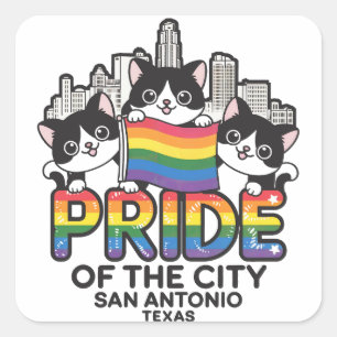 Pegatina Cuadrada Orgullo de la ciudad de San Antonio, Texas, Bander