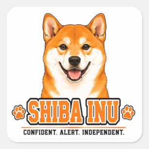Pegatina Cuadrada 🐾 Orgullo de la familia del dueño de Shiba Inu 🐾