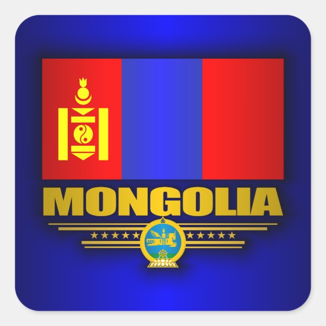 Pegatina Cuadrada Orgullo de Mongolia (Anverso)