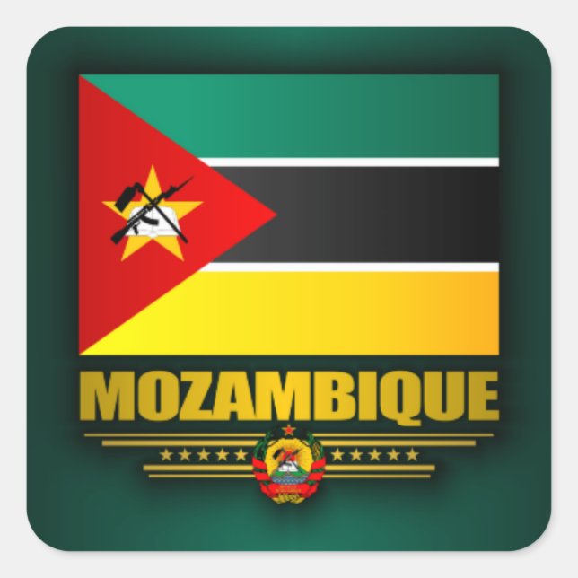 Pegatina Cuadrada Orgullo de Mozambique (Anverso)
