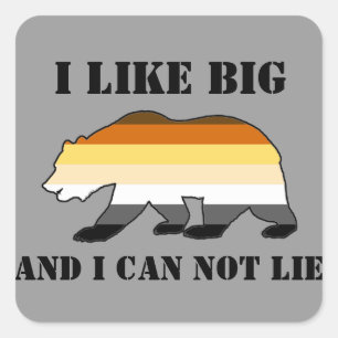 Pegatina Cuadrada Orgullo de oso gay Me gustan los osos grandes y no