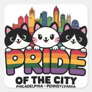 Pegatina Cuadrada Orgullo de Philadelphia City Pennsylvania USA Rain