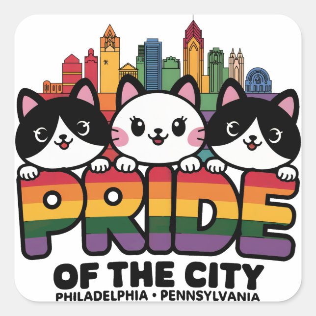 Pegatina Cuadrada Orgullo de Philadelphia City Pennsylvania USA Rain (Anverso)