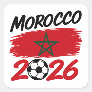 Pegatina Cuadrada Orgullo de seguidor de fútbol Marruecos 2026