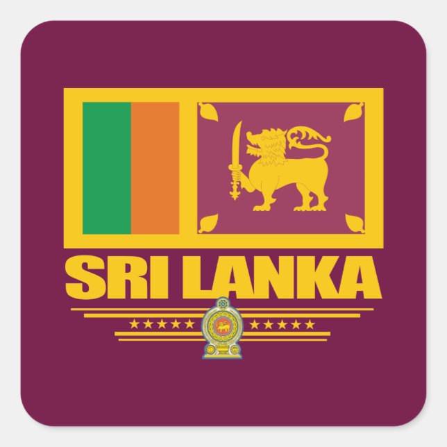 Pegatina Cuadrada Orgullo de Sri Lanka (Anverso)