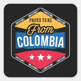 Pegatina Cuadrada Orgullo elegante de ser de Colombia