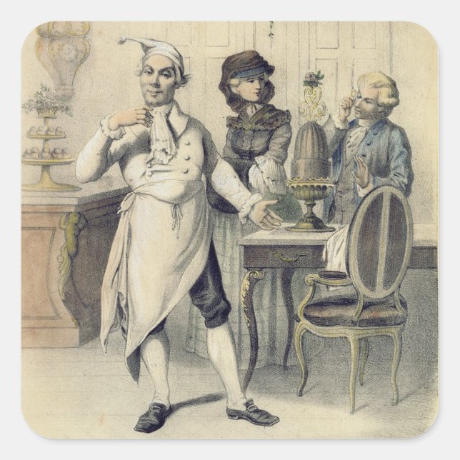 Pegatina Cuadrada Orgullo en la cocina, de una serie de impresiones  (Anverso)