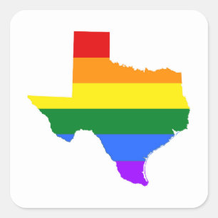 Pegatina Cuadrada Orgullo gay Arcoiris de Texas
