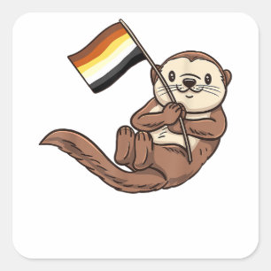 Pegatina Cuadrada Orgullo Gay Bear Sea Otter Gay Bear