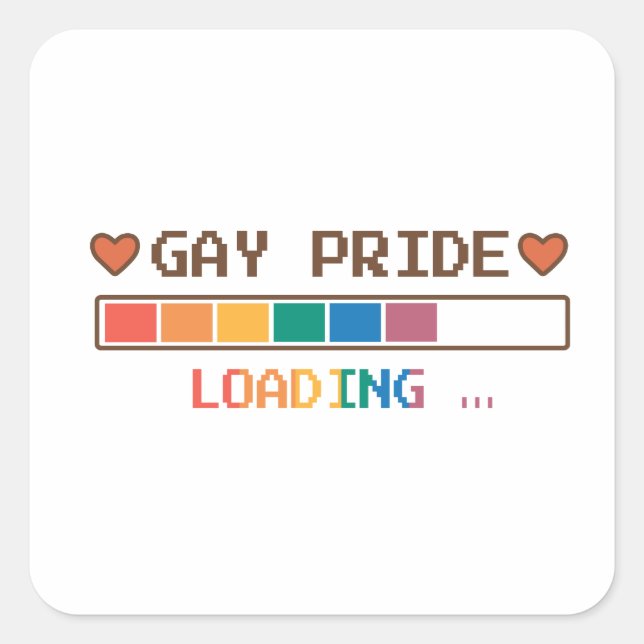 Pegatina Cuadrada Orgullo Gay - Cargando Progreso Bar LGBTQ (Anverso)