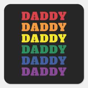 Pegatina Cuadrada Orgullo Gay LGBTQ Papá Día del Padre