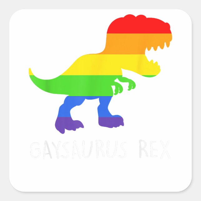 Pegatina Cuadrada Orgullo Gaysaurus Rex Gay (Anverso)