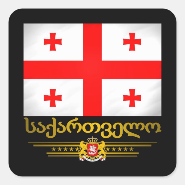 Pegatina Cuadrada Orgullo georgiano (Anverso)