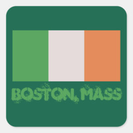 Pegatina Cuadrada Orgullo irlandés de Boston, Massachusetts, día de