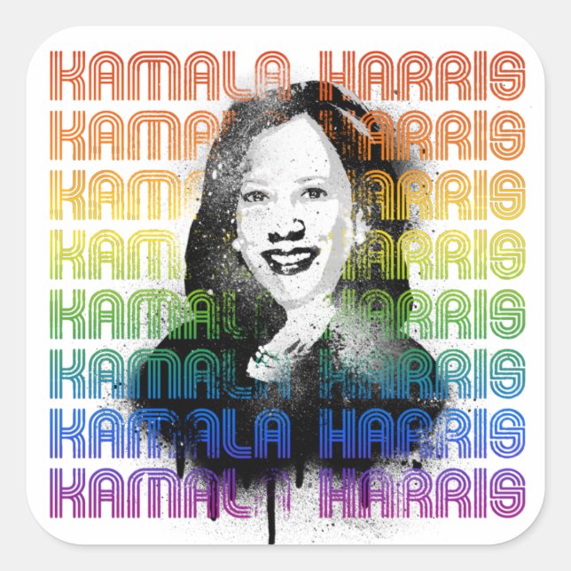 Pegatina Cuadrada Orgullo Kamala Harris (Anverso)