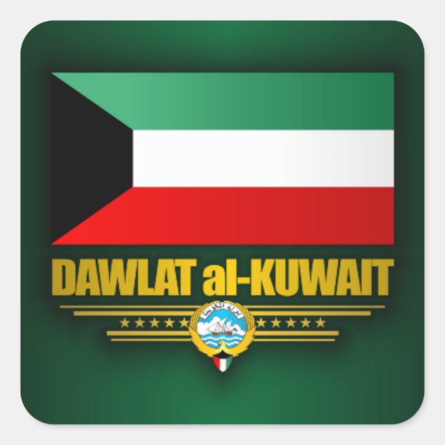 Pegatina Cuadrada Orgullo kuwaití (Anverso)