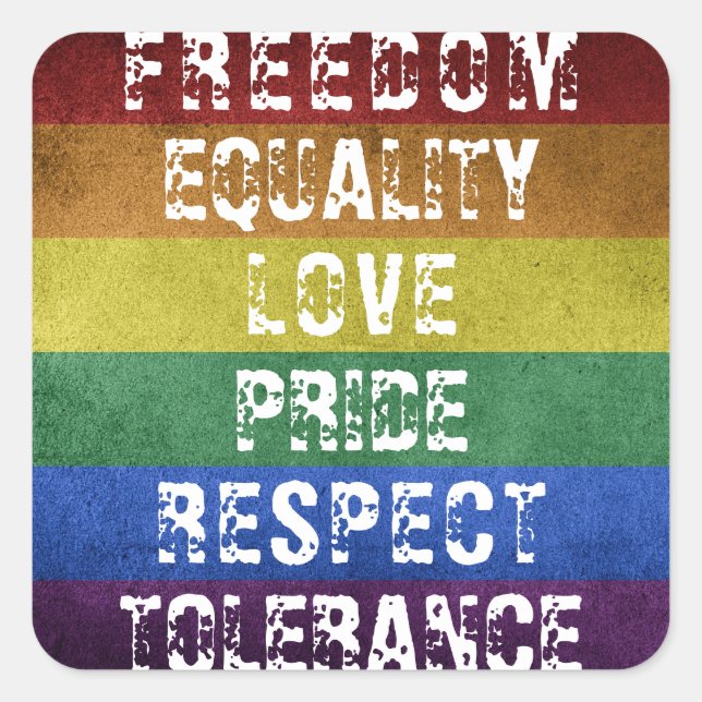 Pegatina Cuadrada Orgullo LGBT Bandera moderna de rayas arco iris (Anverso)
