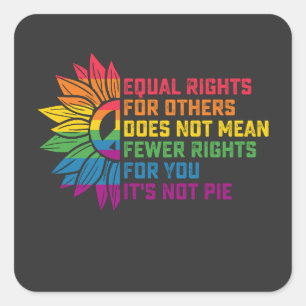 Pegatina Cuadrada Orgullo LGBT Girasol Derechos Iguales Para Otros