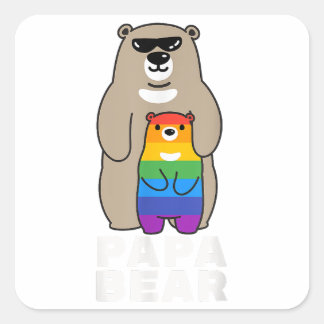 Pegatina Cuadrada Orgullo LGBT Papa oso Orgullo oso Papá Gay Orgullo