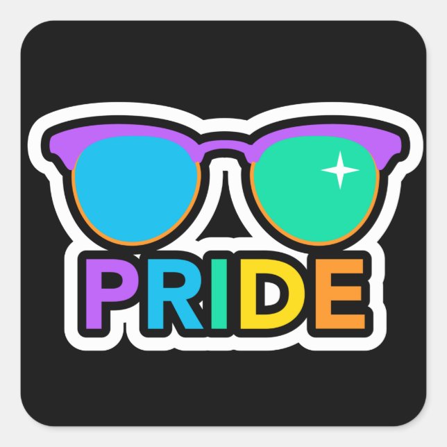 Pegatina Cuadrada Orgullo. LGTB+Orgullo. Arcoíris. (Anverso)