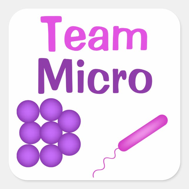 Pegatina Cuadrada Orgullo Microbiológico Con Equipo Micro (Anverso)