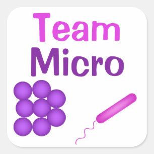 Pegatina Cuadrada Orgullo Microbiológico Con Equipo Micro