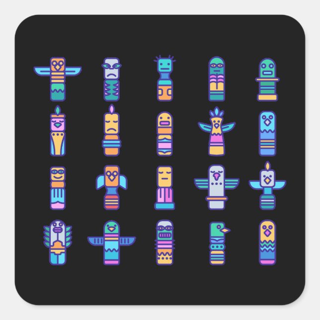 Pegatina Cuadrada Orgullo nativo canadiense de animales haitianos (Anverso)