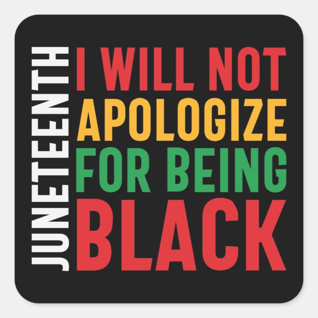 Pegatina Cuadrada Orgullo negro afroamericano 19 de junio (Anverso)