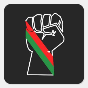 Pegatina Cuadrada orgullo negro bandera panafricana roja verde puño