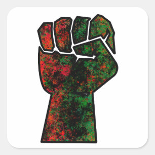 Pegatina Cuadrada orgullo negro bandera panafricana roja verde puño 