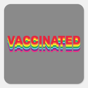 Pegatina Cuadrada Orgullo vacunado lgbt gays arco iris retro gris