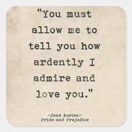 Pegatina Cuadrada Orgullo y prejuicio - Darcy