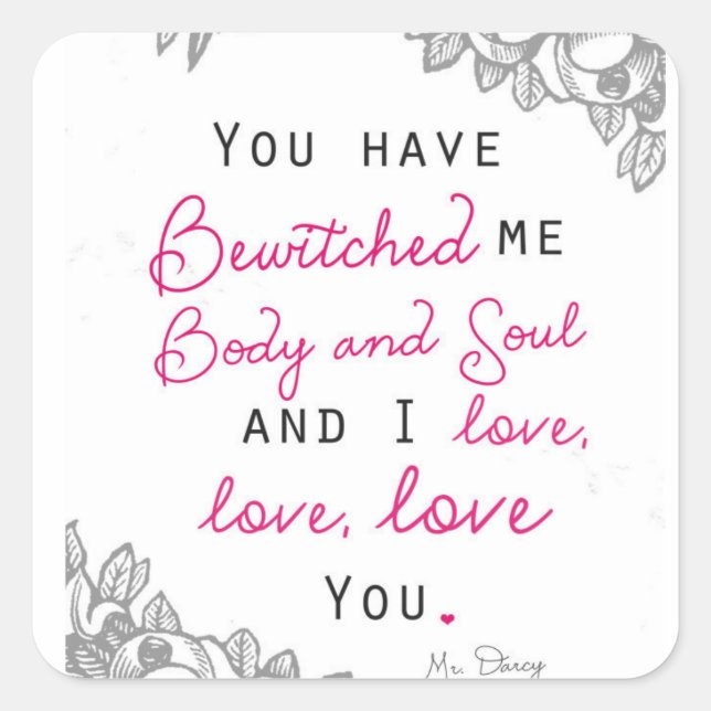 Pegatina Cuadrada Orgullo y prejuicio - Sr. Darcy (Anverso)