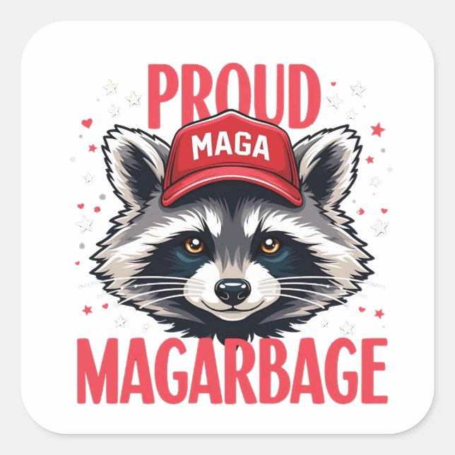 Pegatina Cuadrada Orgullosa basura de MAGA para las elecciones de pa (Anverso)