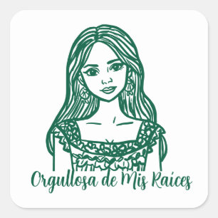 Pegatina Cuadrada Orgullosa de Mis Raíces