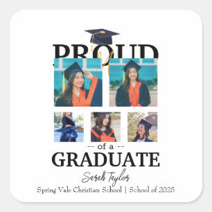 Pegatina Cuadrada Orgullosa madre de graduado 2025
