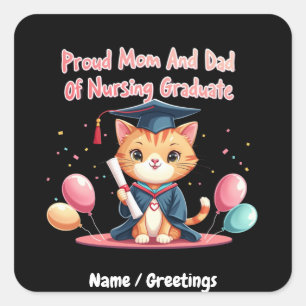 Pegatina Cuadrada Orgullosa madre y padre de un graduado de Enfermer